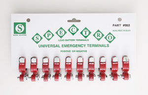 Emergency terminal card of 10. Red positive 8 ga. – 1/0 ga.