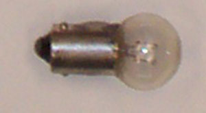 single contact, metal base, clear mini light bulb 1895