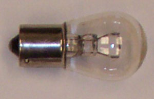 single contact, metal base, clear mini light bulb 1156